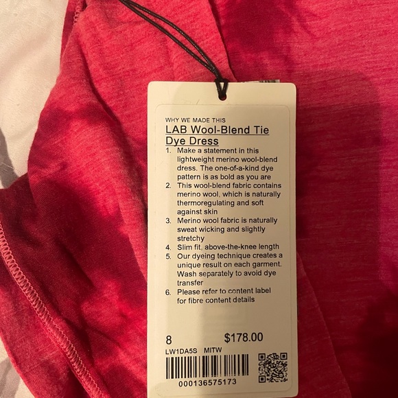 NWT size 8 lululemon wool tie dye dress - Picture 5 of 5
